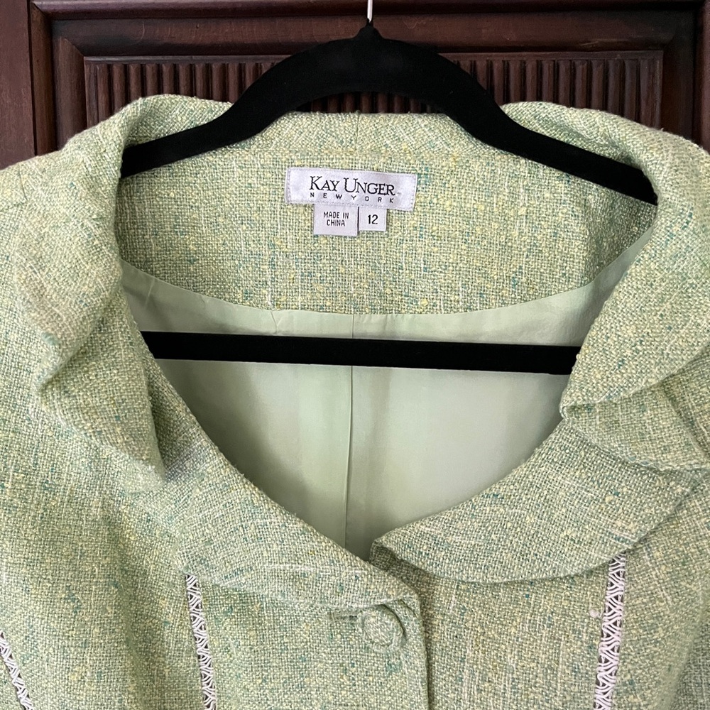 Kay Under New York Linen Silk Blazer Green size 12 - Picture 6 of 14